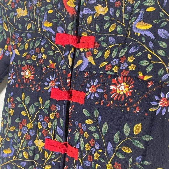 Qianbaiy Chinese Style Printed Quilted Long Coat Jacket S - Picture 7 of 16